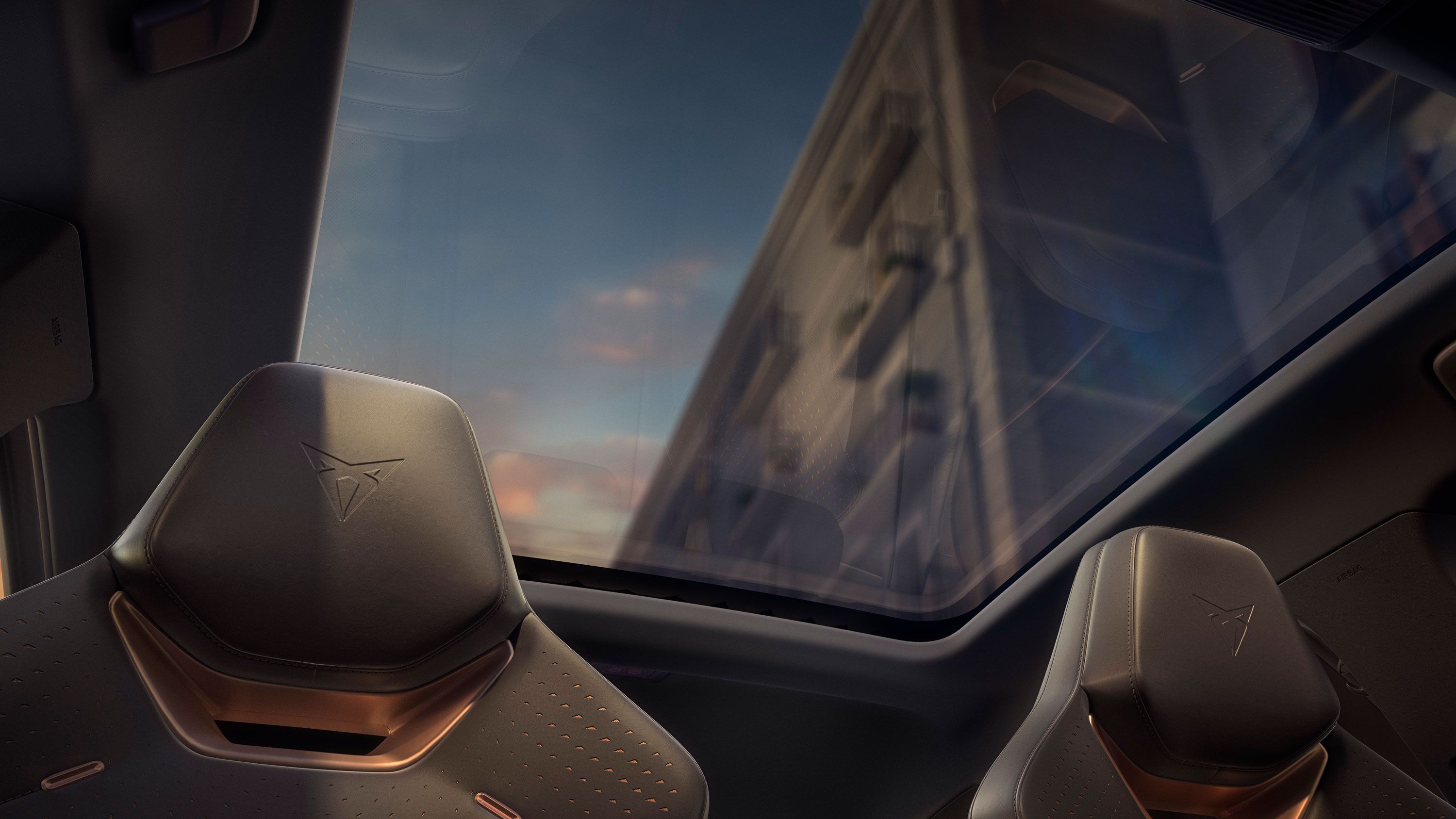 Detailansicht des Panorama-Glasdach im CUPRA Raval